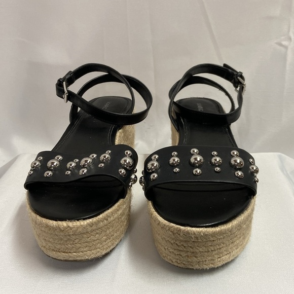 Marc Fisher Joyce Studded Espadrille Platform Sandal Black Silver Size 6 - Picture 4 of 6
